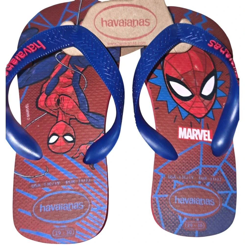Havaianas Flip Flops Kids 13C/1Y Red New Marvel Spiderman Sandals